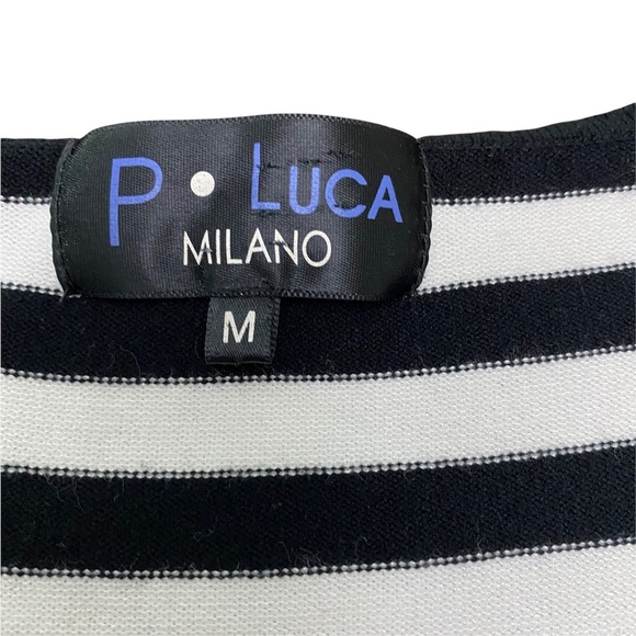 P Luca Milano striped Sweater Tunic Color Block Checkered Black White 90s M - Picture 5 of 10